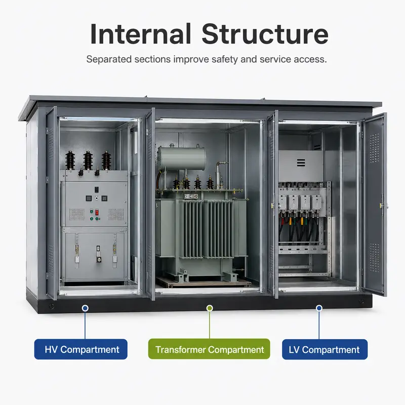 800 kVA EEU-Standard Compact Box Substation (15/0.4 kV) — detail 2