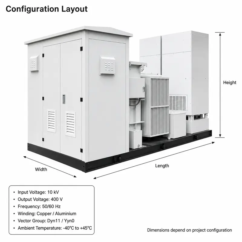 10/0.4 kV PV Inverter Boosting Box Substation (America Type) — detail 1