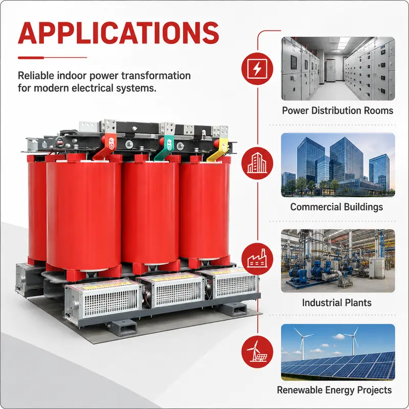 250–1250kVA Three-Phase Dry-Type Step-Down Transformer (10–13.8kV / 400V, Fireproof) — detail 4