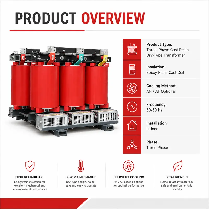 250–1250kVA Three-Phase Dry-Type Step-Down Transformer (10–13.8kV / 400V, Fireproof) — detail 1