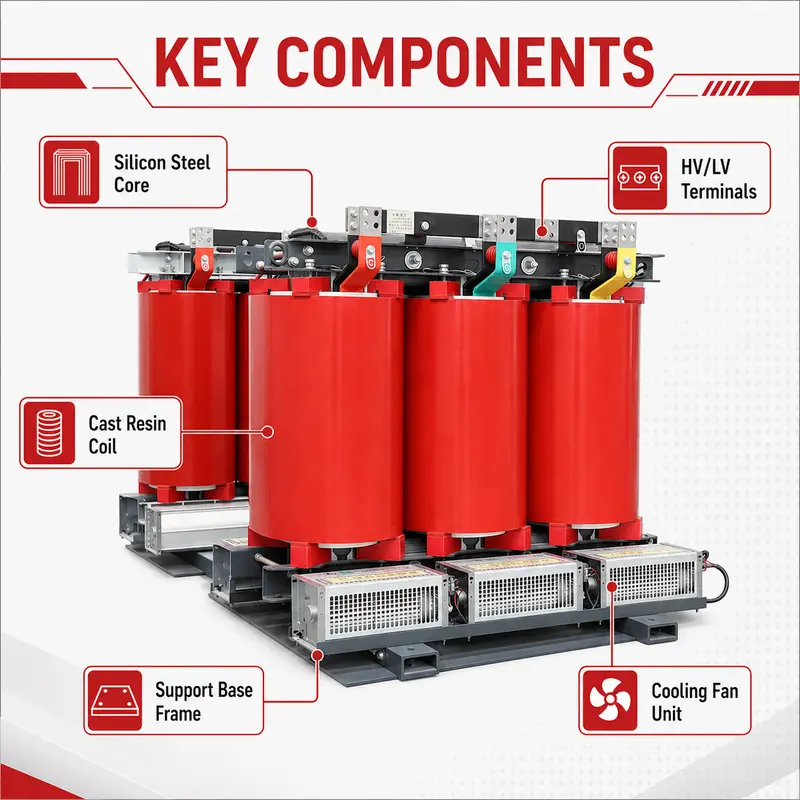 250–1250kVA Three-Phase Dry-Type Step-Down Transformer (10–13.8kV / 400V, Fireproof) — detail 2
