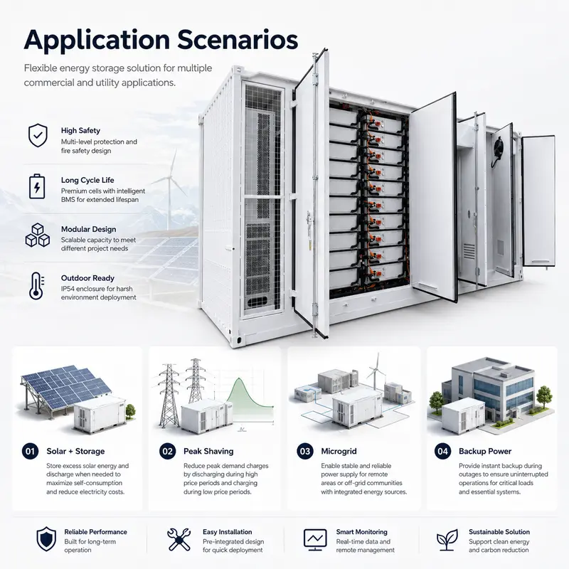 Liquid-Cooled LiFePO4 Container BESS — 1MWh to 6MWh, 1000kW, IP67 — detail 4