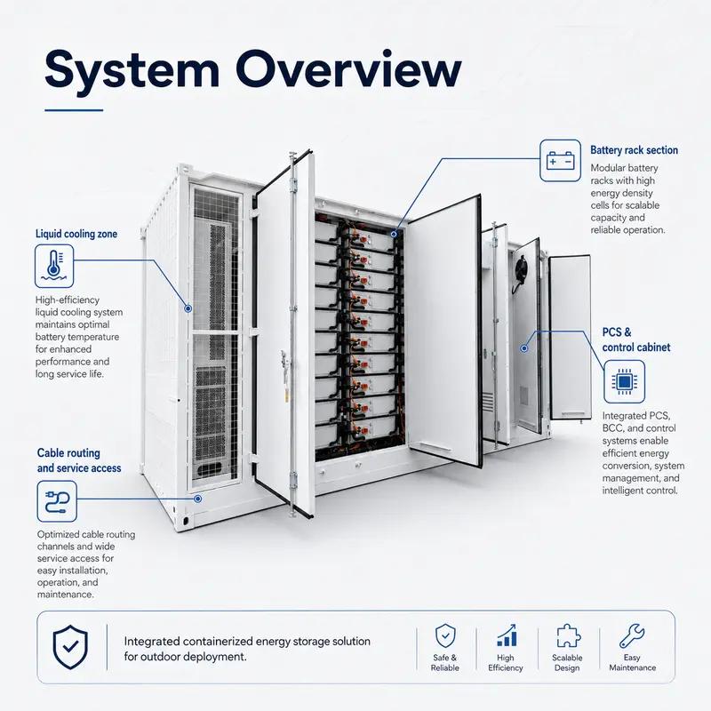 Liquid-Cooled LiFePO4 Container BESS — 1MWh to 6MWh, 1000kW, IP67 — detail 1