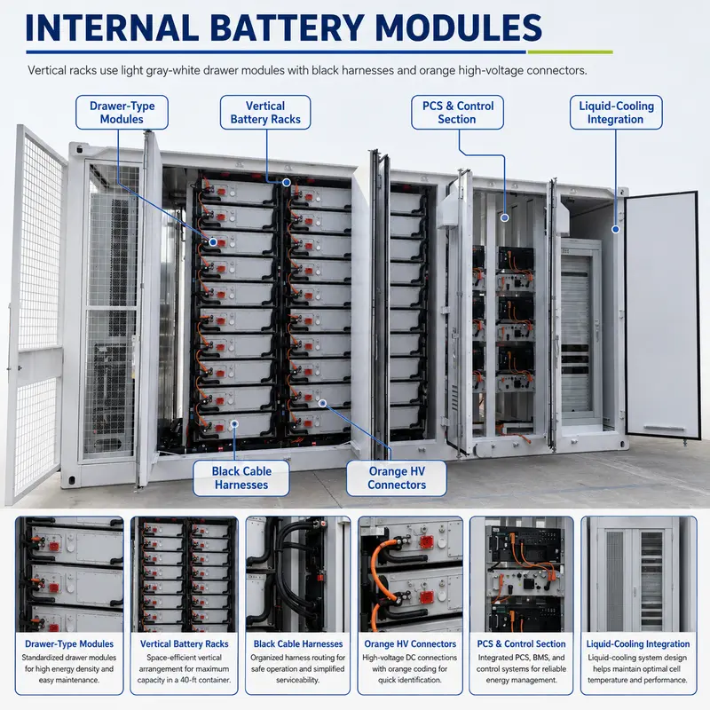 20ft/40ft Container Energy Storage System — 1–5MWh Liquid-Cooled BESS, IP67 — detail 2