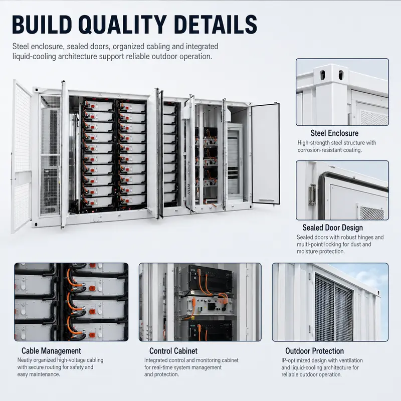 20ft/40ft Container Energy Storage System — 1–5MWh Liquid-Cooled BESS, IP67 — detail 3