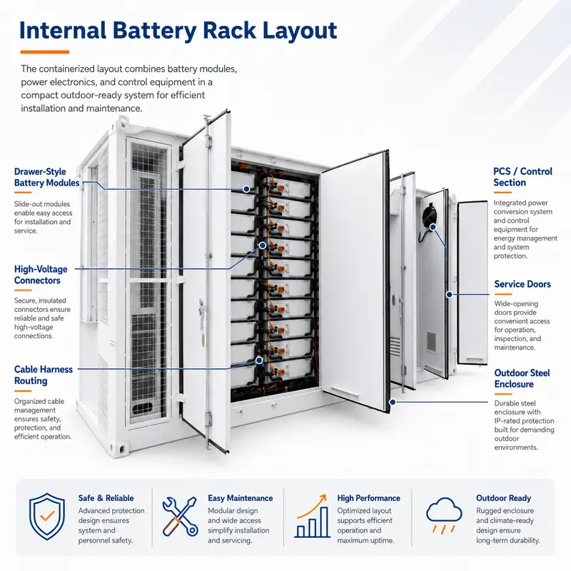 Integrated Battery-BMS-PCS LiFePO4 Storage System — 500kWh to 5MWh, Liquid-Cooled, IP67 — detail 4