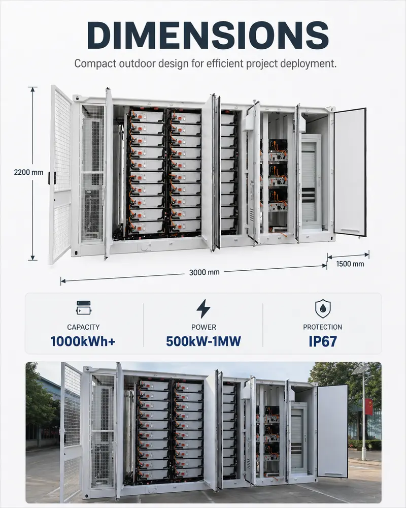 Containerized PV Power Storage — 1000kWh, 500kW–1MW, Liquid-Cooled, IP67 — detail 1