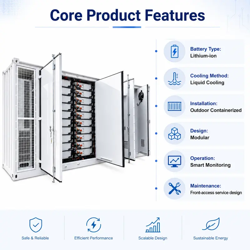 Customizable Battery Storage Container — 1000kWh to 2150kWh, Liquid-Cooled, IP67 — detail 3