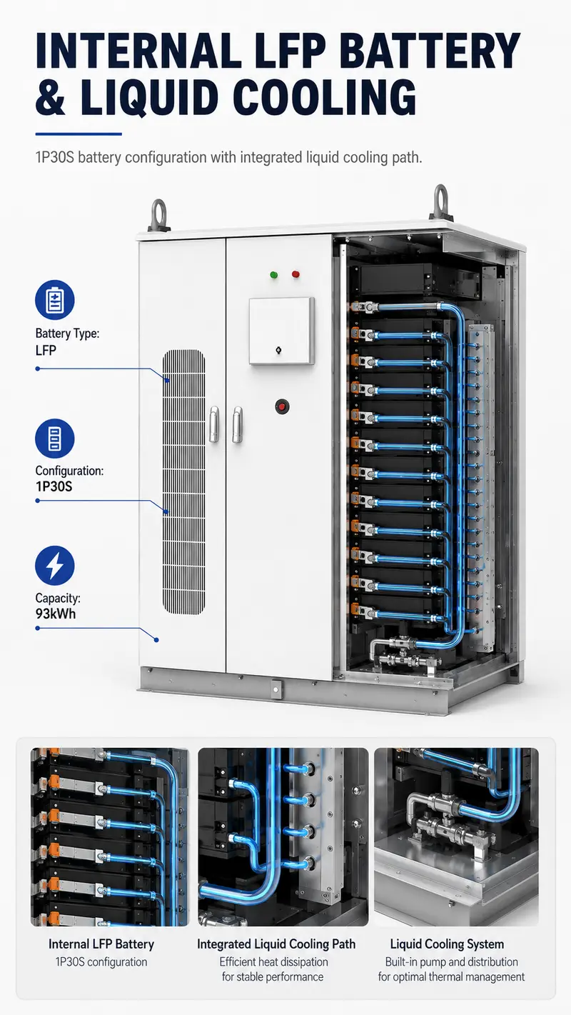 Custom 100kW / 93kWh Liquid-Cooled C&I Energy Storage Cabinet — detail 2