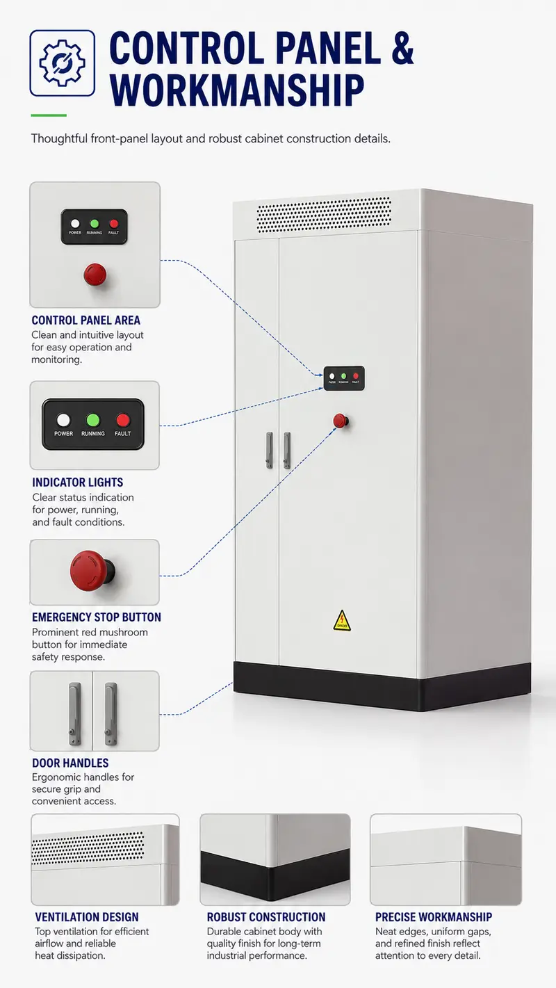 Liquid-Cooled Lithium Battery Storage Cabinet — Static Diesel-Hybrid Ready — detail 3