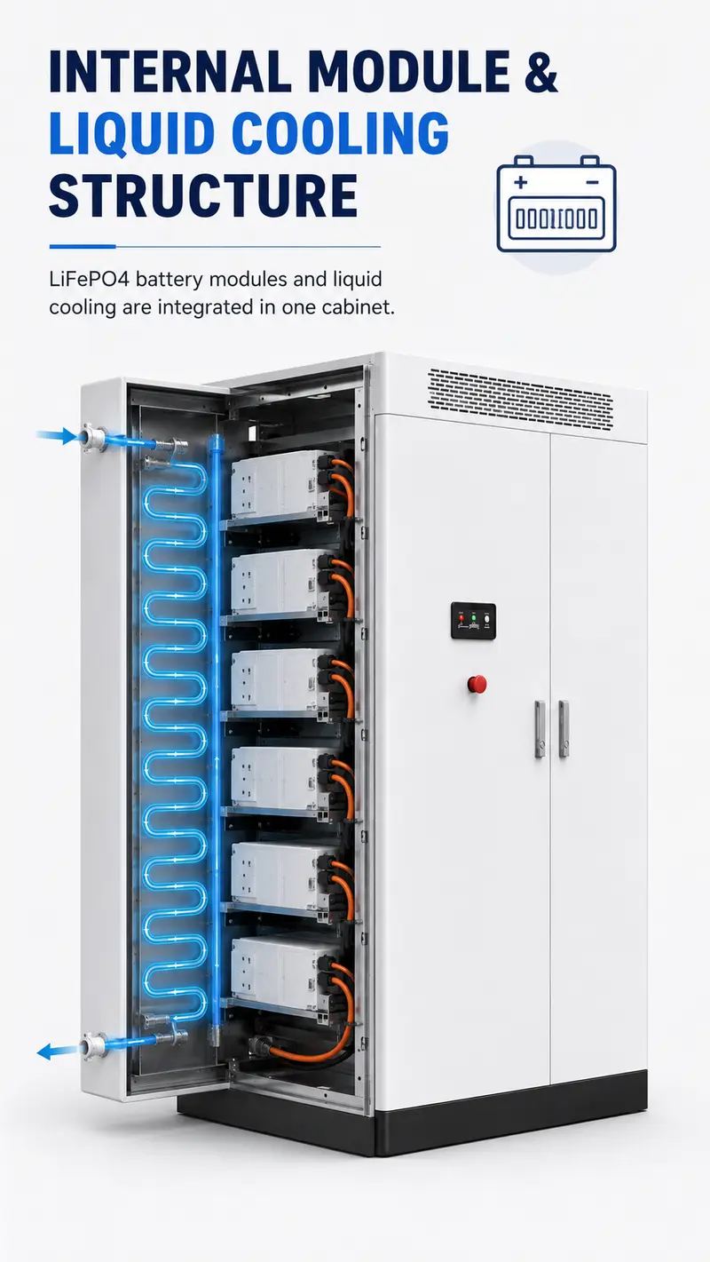 Outdoor Liquid-Cooled Battery Cluster Cabinet — 6000-Cycle Storage System — detail 2