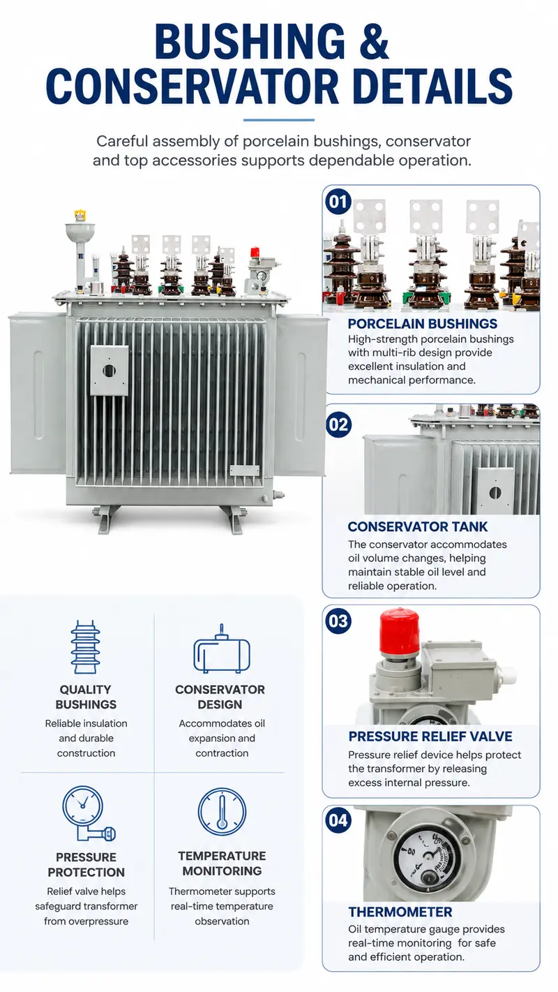 1250kVA & 1600kVA Three-Phase Oil-Immersed Step-Up / Step-Down Power Transformer (CE) — detail 3