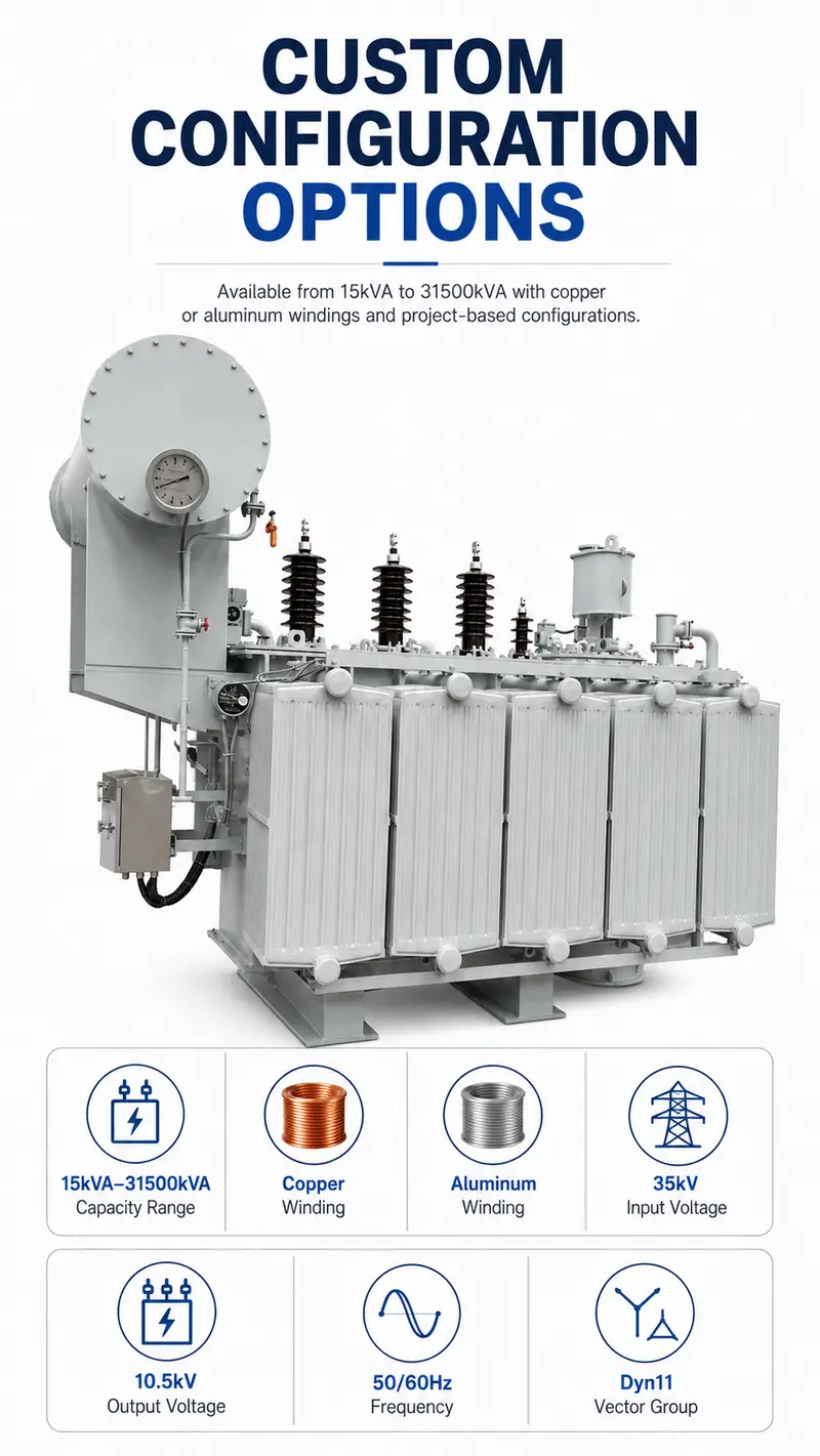 4000kVA 35/10.5kV Three-Phase Oil-Immersed Power Transformer — detail 4
