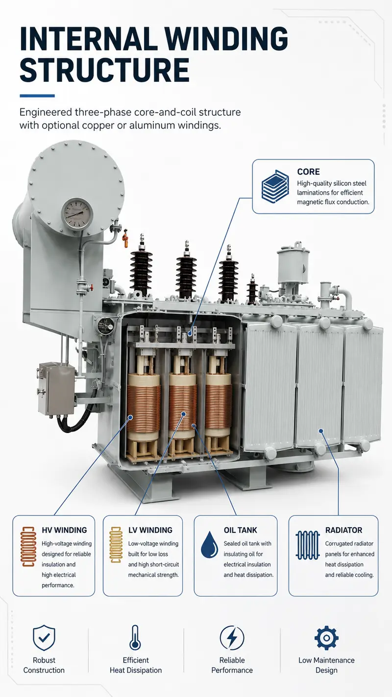 4000kVA 35/10.5kV Three-Phase Oil-Immersed Power Transformer — detail 2