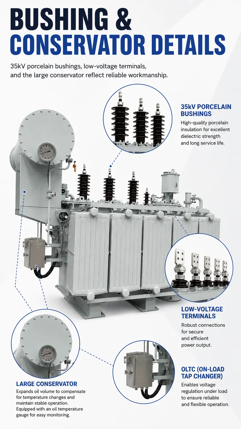 4000kVA 35/10.5kV Three-Phase Oil-Immersed Power Transformer — detail 3