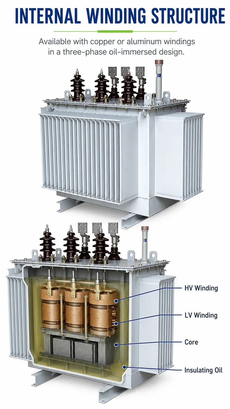 500kVA & 1000kVA 11kV/400V Three-Phase Oil-Immersed Distribution Transformer — detail 2