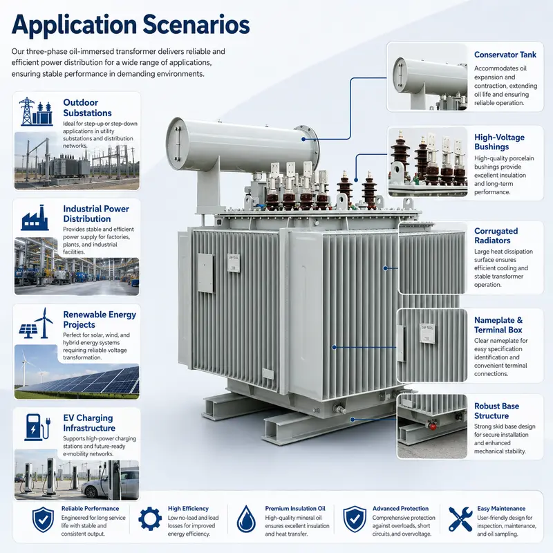 Energy-Saving 500–3500kVA 35kV/480V Three-Phase Oil-Immersed Transformer — detail 4