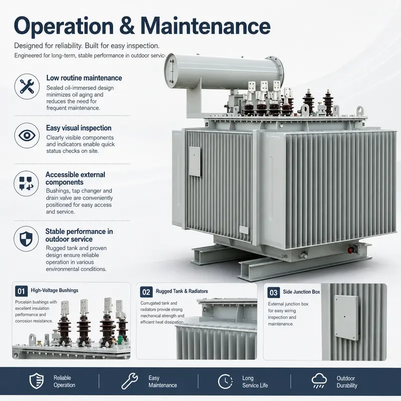 Energy-Saving 500–3500kVA 35kV/480V Three-Phase Oil-Immersed Transformer — detail 3