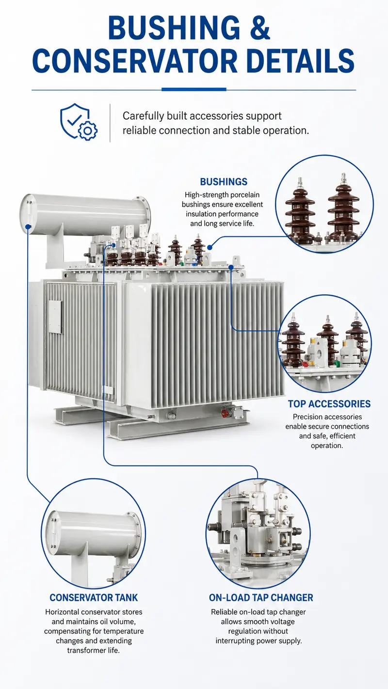 500–2000kVA 11/22/33/35kV High-Performance Three-Phase Oil-Immersed Transformer — detail 3