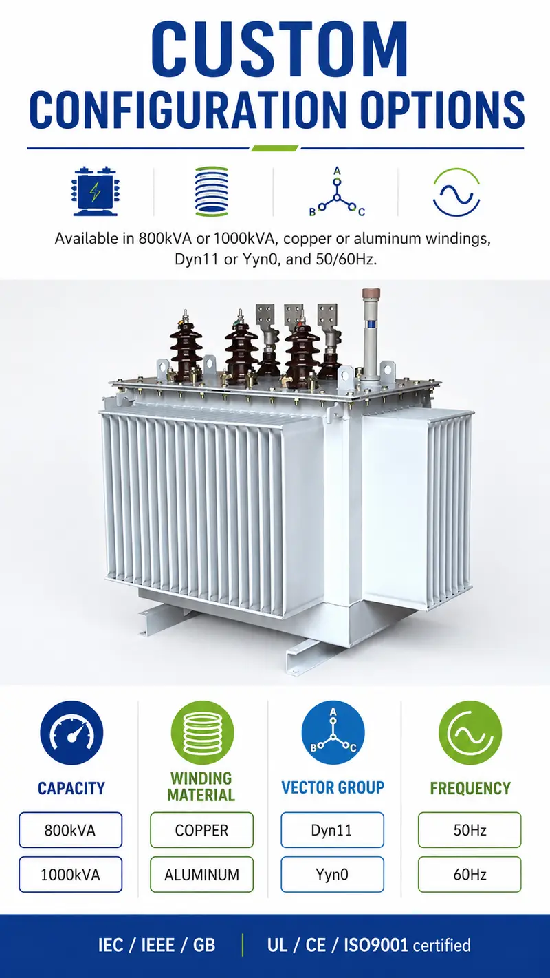 800kVA & 1000kVA 20kV/400V Three-Phase Oil-Immersed Transformer (No-Load Tap Changer) — detail 4