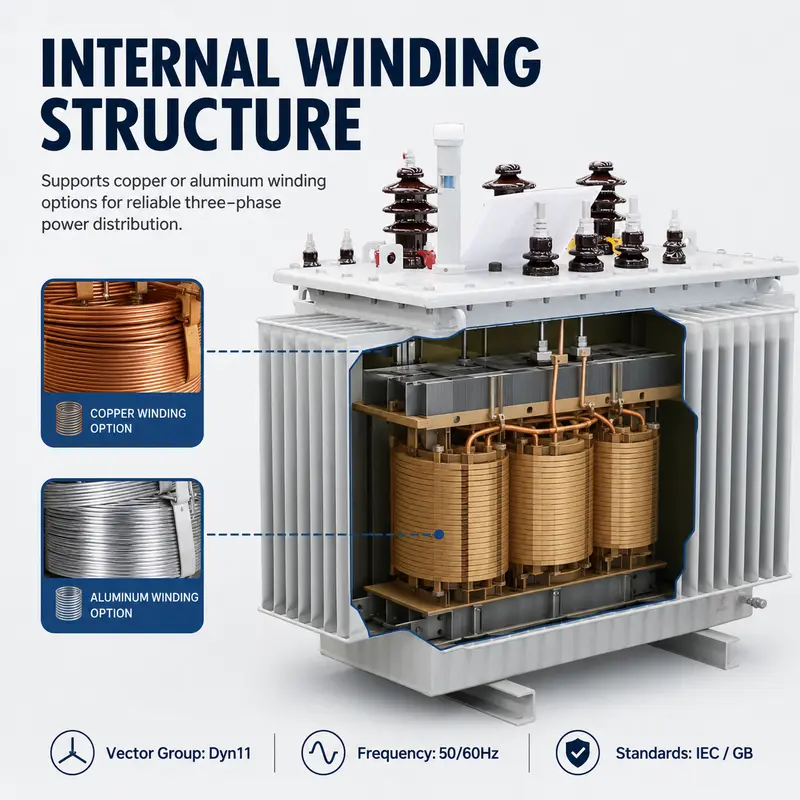 160kVA & 200kVA 11/22kV to 415V Three-Phase Oil-Immersed Distribution Transformer — detail 2