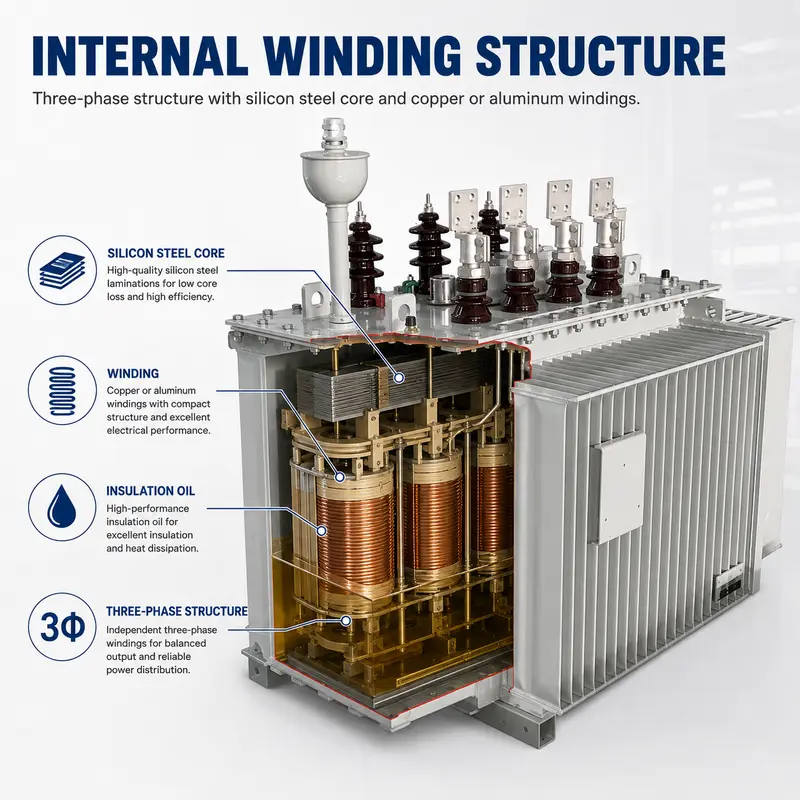 11/33kV to 400/415V Outdoor Three-Phase Oil-Immersed Power Transformer (15kVA–31500kVA) — detail 2
