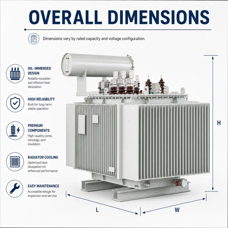 1500–2500kVA 6kV–35kV Variable Three-Phase Oil-Immersed Power Transformer — detail 1