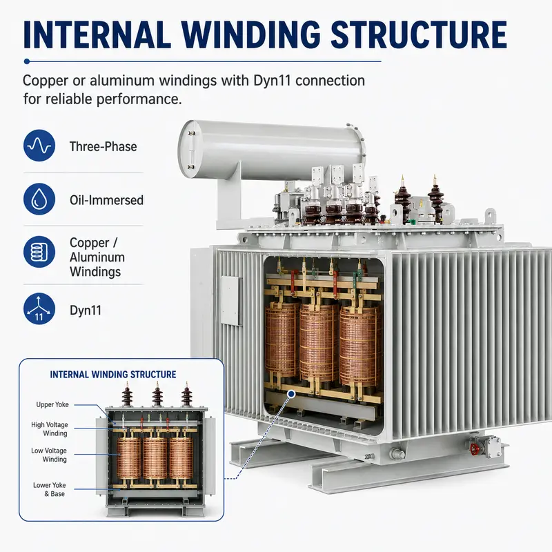 1500–2500kVA 6kV–35kV Variable Three-Phase Oil-Immersed Power Transformer — detail 2