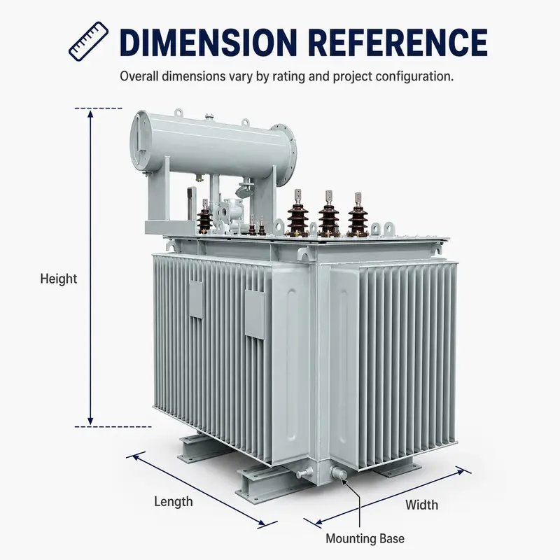 100–1600kVA 11/13.8/22/30/33kV Three-Phase Oil-Immersed Power Transformer — detail 1