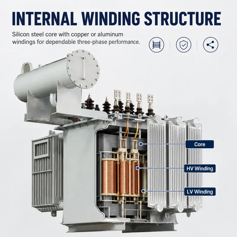 1000kVA 10kV/400V Three-Phase Oil-Immersed Step-Down Distribution Transformer — detail 2