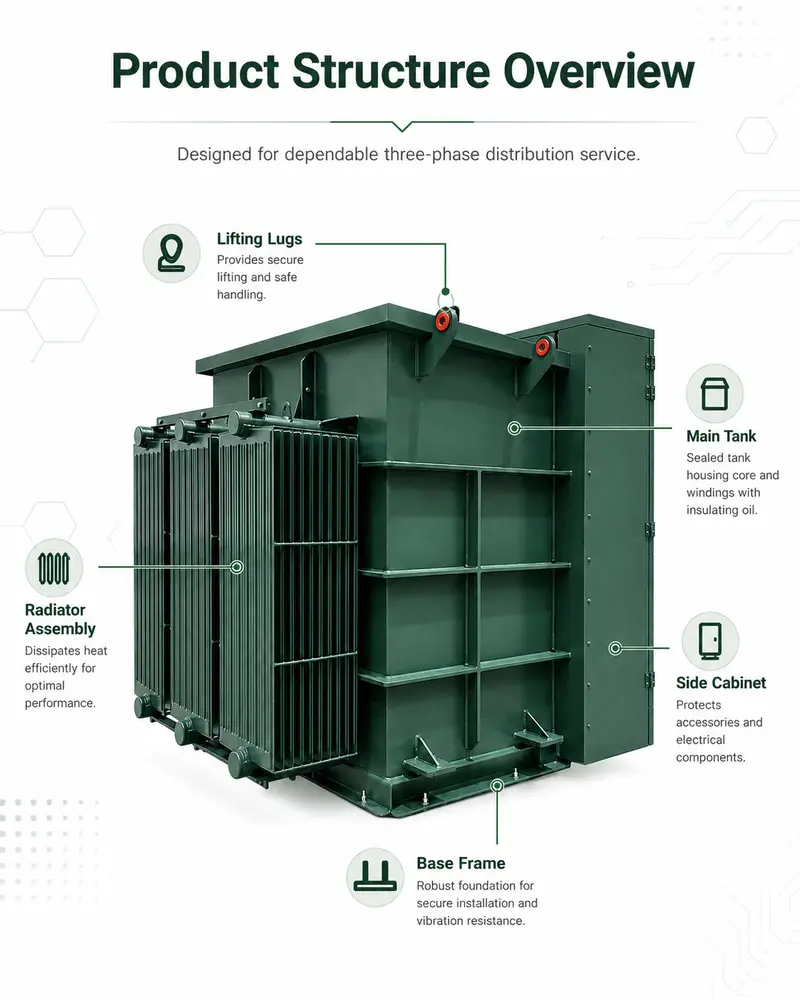 1500kVA Three-Phase Pad-Mount Transformer - 13.8kV to 400V/230V, Loop-Feed Ready — detail 1