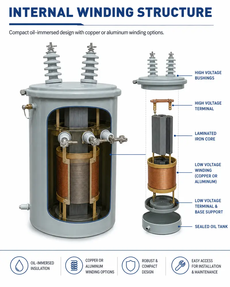 Single-Phase Pole-Mounted Oil Transformer, 25–100 kVA — detail 2