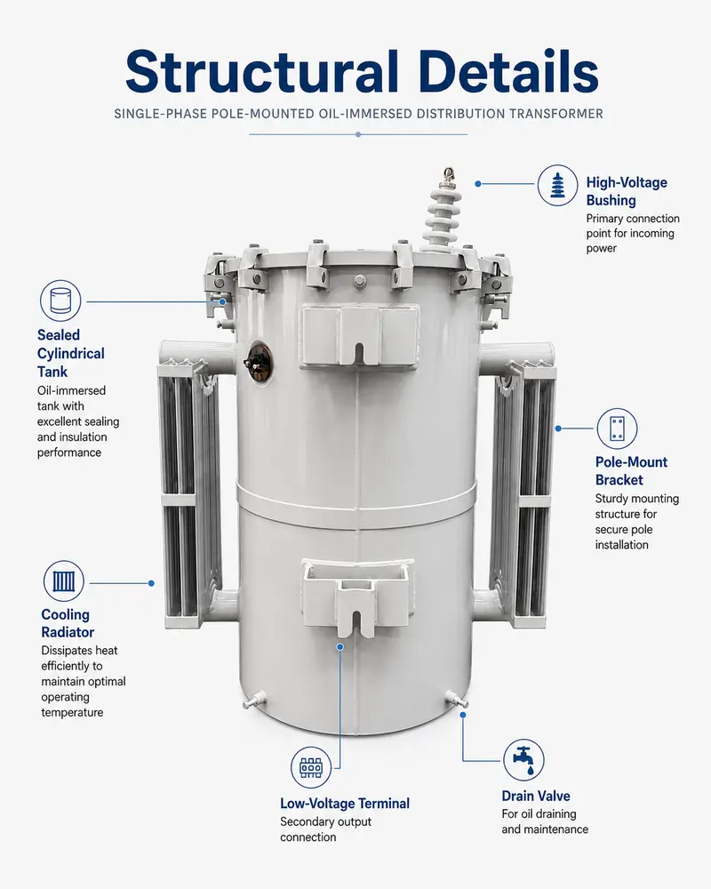 75 & 100 kVA Single-Phase Pole-Mounted Oil Transformer — detail 2