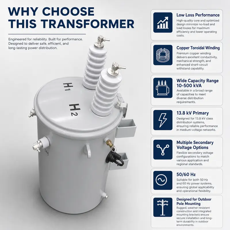 Low-Loss Toroidal Single-Phase Pole-Mounted Transformer, 167 kVA Class — detail 4