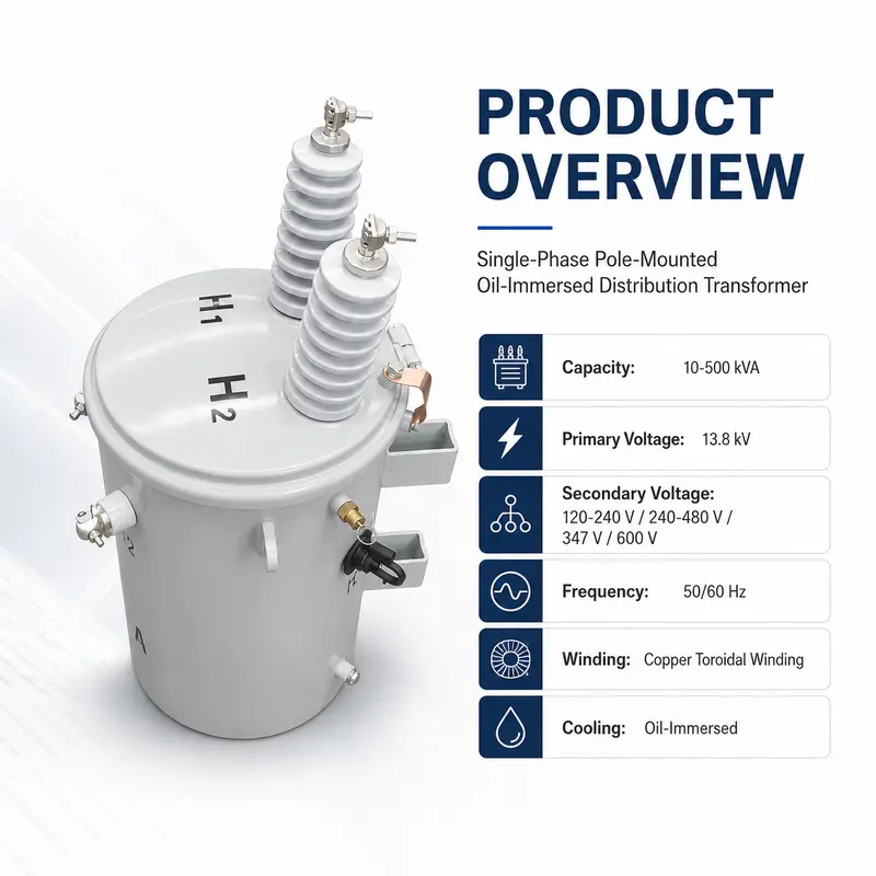 Low-Loss Toroidal Single-Phase Pole-Mounted Transformer, 167 kVA Class — detail 1
