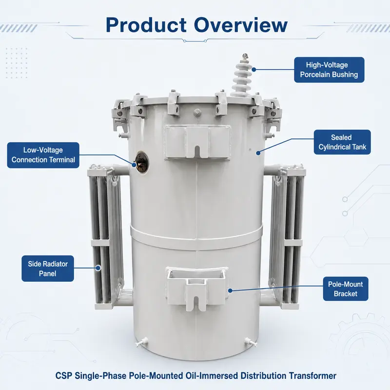 250 kVA CSP Single-Phase Pole-Mounted Oil Transformer — detail 1