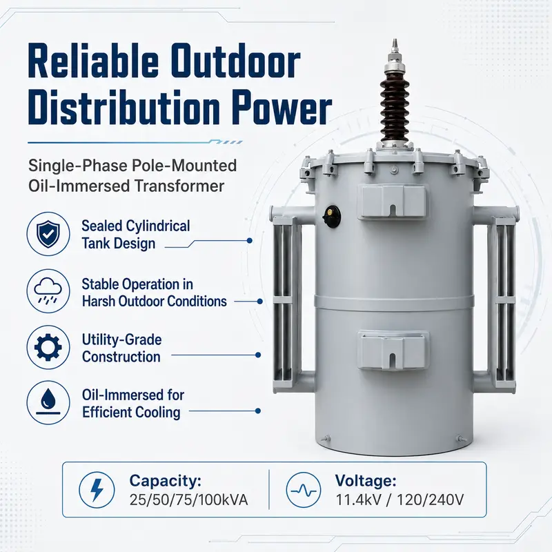 25–100 kVA Single-Phase Pole-Mounted Transformer at 11.4 kV — detail 4