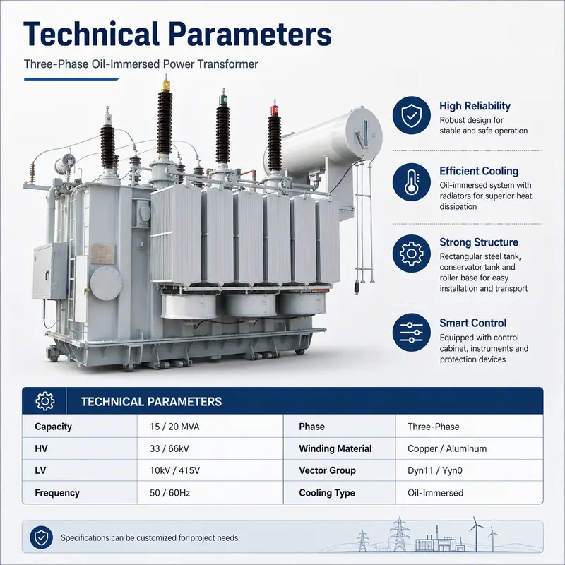 15 / 20 MVA Power Transformer for 33 / 66 kV Oil-Field Duty — detail 2
