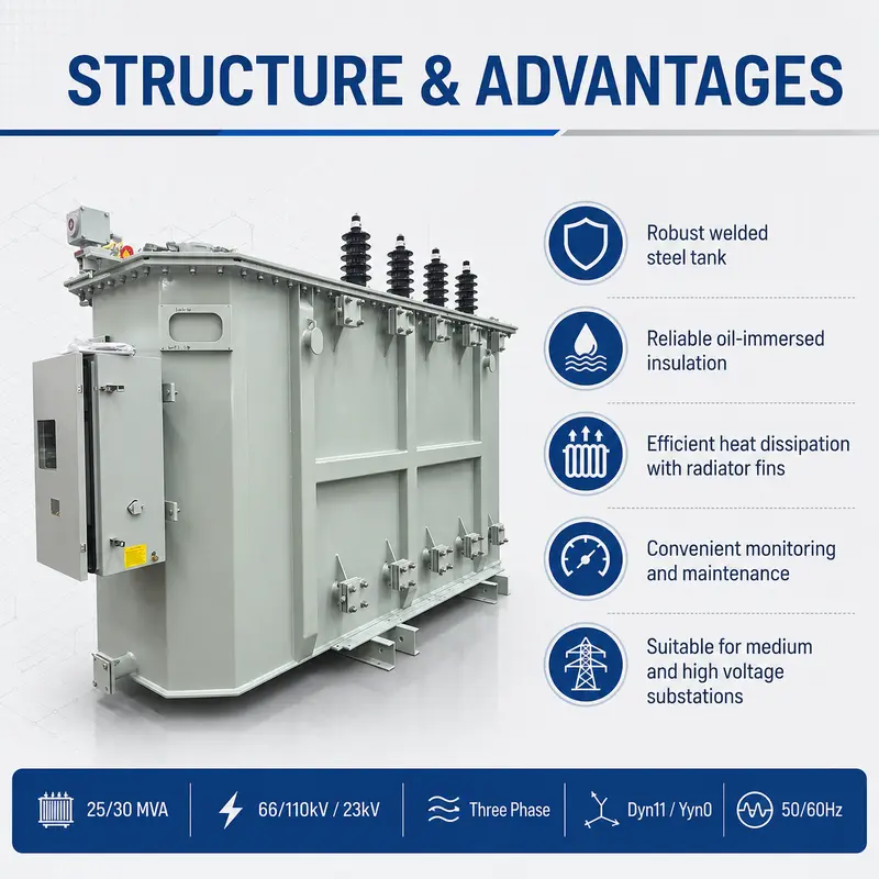 Energy-Saving 25 / 30 MVA Power Transformer, 66–110 kV Class — detail 4