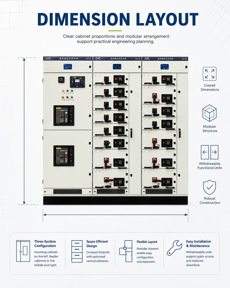 400–480V Low Voltage Power Distribution Switchgear Panel (1600A, IP65, Galvanized Steel) — detail 1