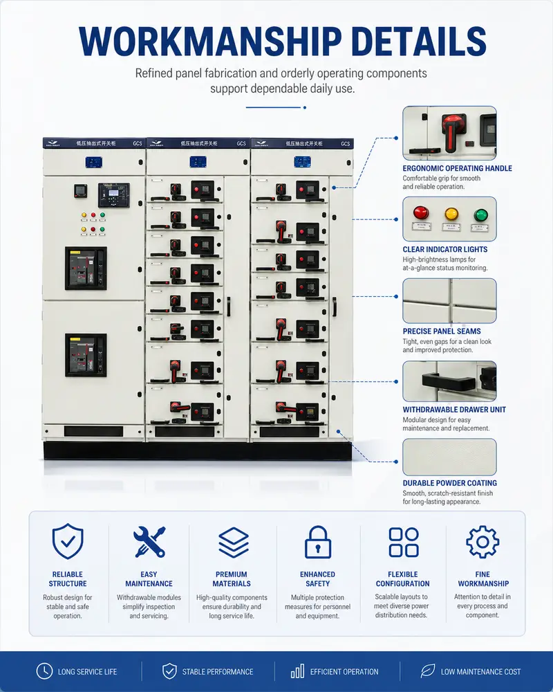 400–480V Low Voltage Power Distribution Switchgear Panel (1600A, IP65, Galvanized Steel) — detail 3