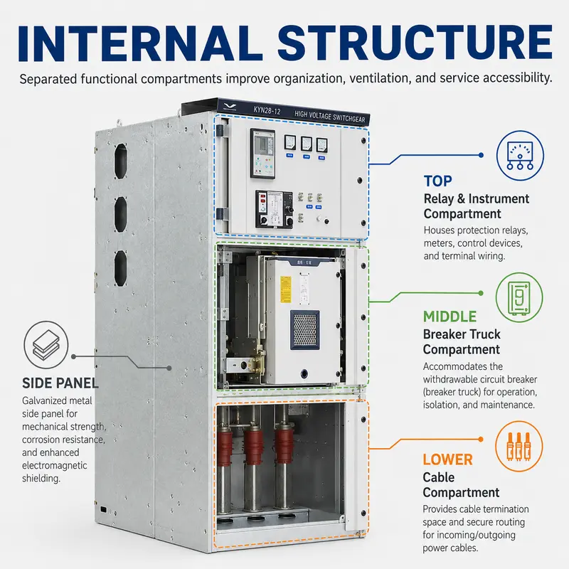 10–33kV Metal-Clad MV/HV Switchgear Cabinet (4000A, KYN28 Type, IP65) — detail 2
