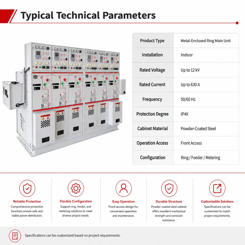 6.3–12kV Ring Main Unit (RMU) Switchgear, 4000A (Indoor, IP-rated) — detail 4
