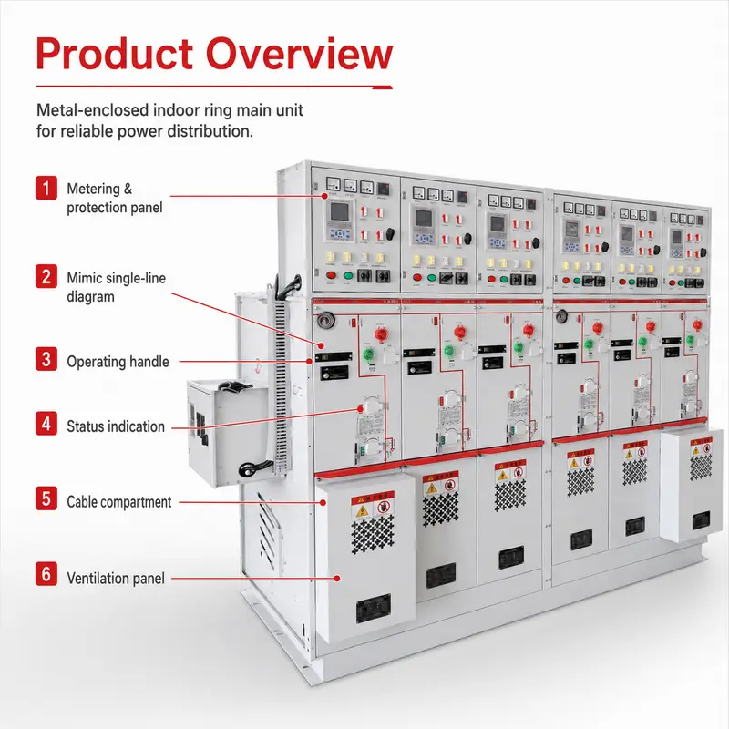6.3–12kV Ring Main Unit (RMU) Switchgear, 4000A (Indoor, IP-rated) — detail 1
