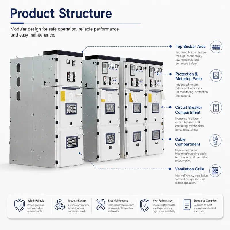 12–35kV AC Indoor Stainless Steel HV Switchgear, 4000A, IP65 (Energy Saving) — detail 1