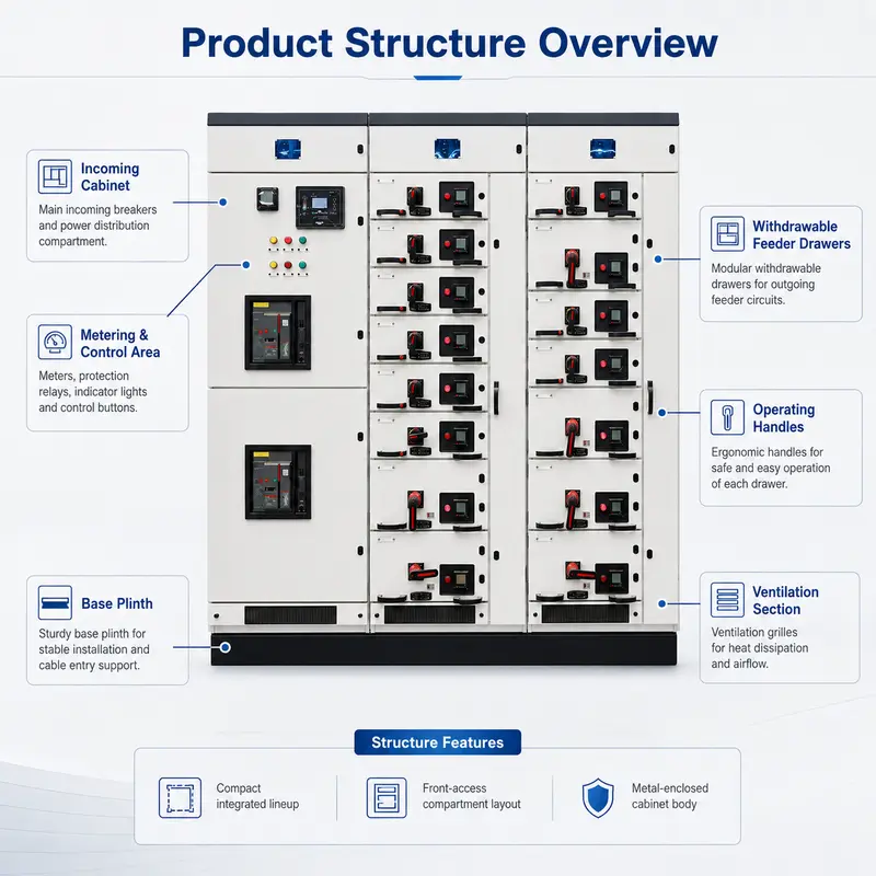 Smart MCC Main Power Distribution Switchgear (GCS Withdrawable, IP65, Energy Saving) — detail 1