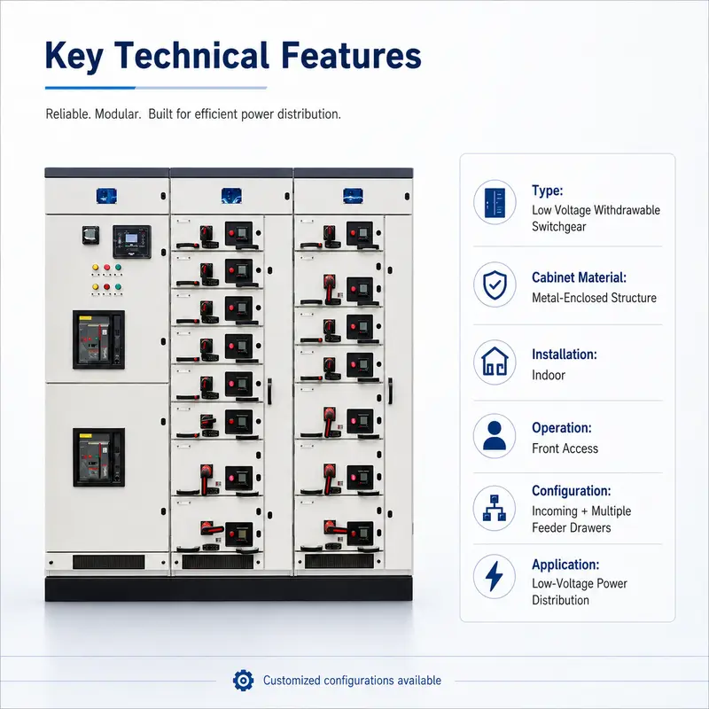 Smart MCC Main Power Distribution Switchgear (GCS Withdrawable, IP65, Energy Saving) — detail 2