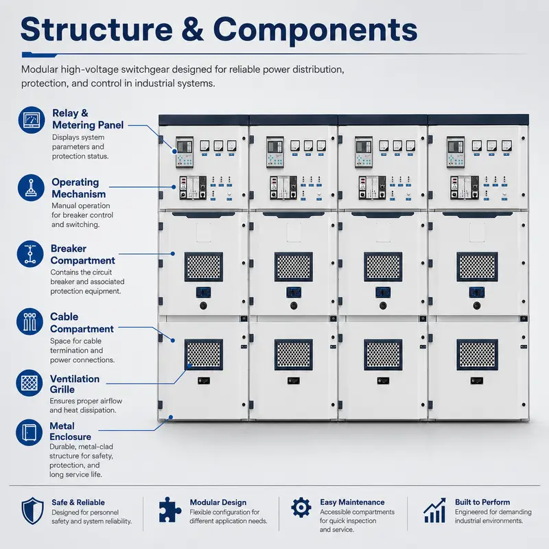 Intelligent 12–24kV Metal-Clad HV Switchgear, 4000A, Stainless Steel IP65 — detail 3