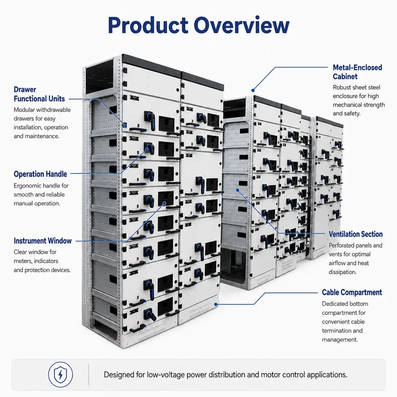Low Voltage GCS Withdrawable Switchgear, 1kV / 630A (Indoor, IP65, Energy Saving) — detail 1