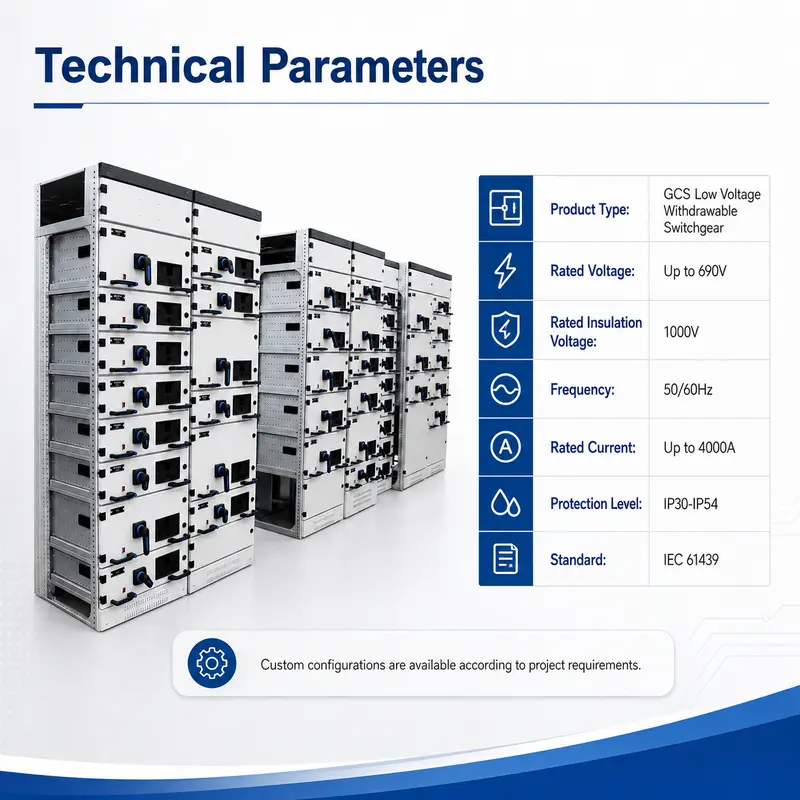 Low Voltage GCS Withdrawable Switchgear, 1kV / 630A (Indoor, IP65, Energy Saving) — detail 2